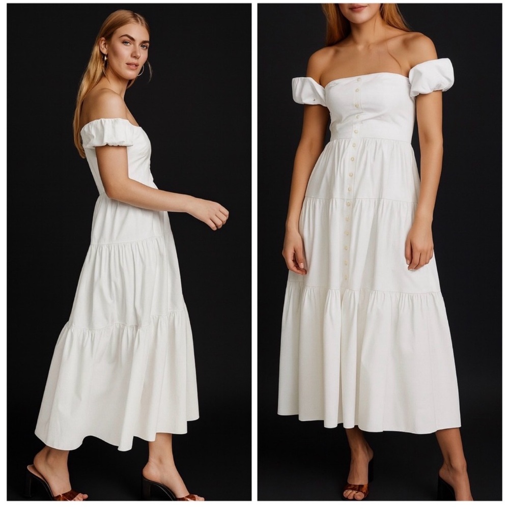 “Elio” White Off-Shoulder Dress by STAUD